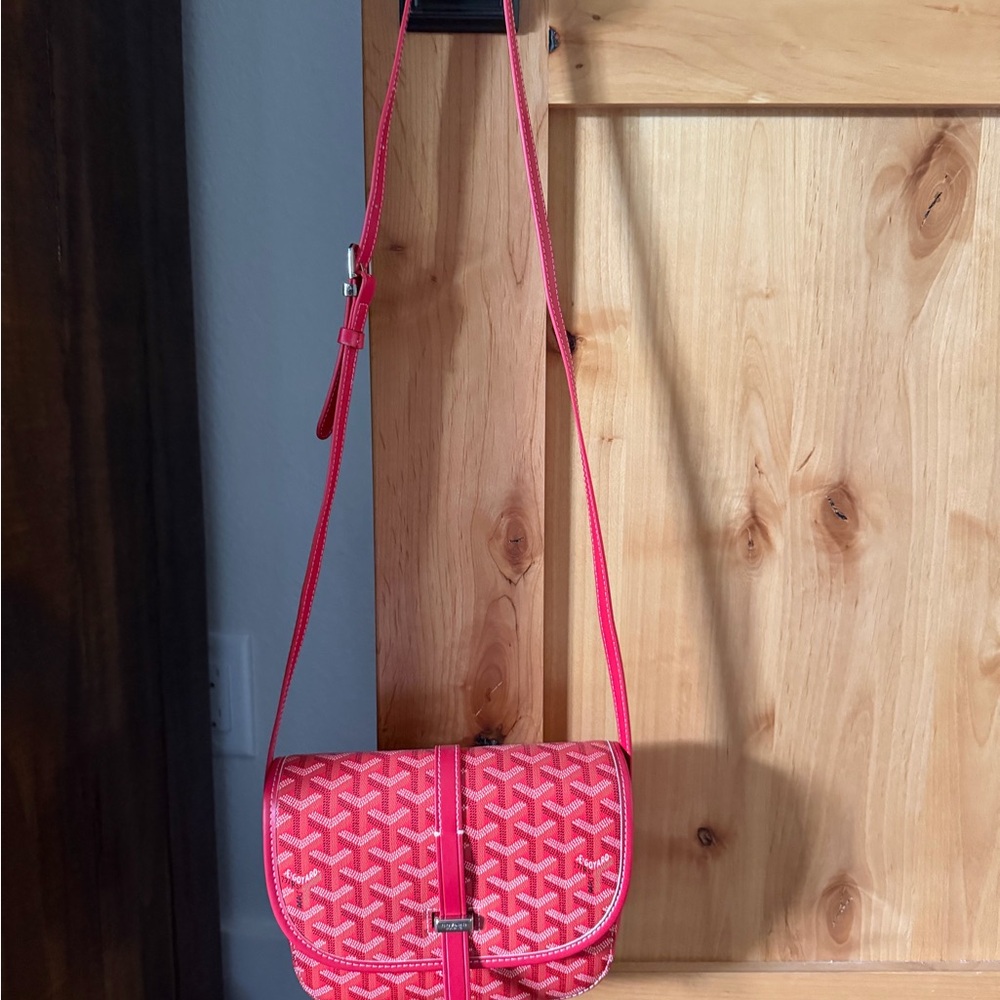 Red Patterned Crossbody Shoulder Bag